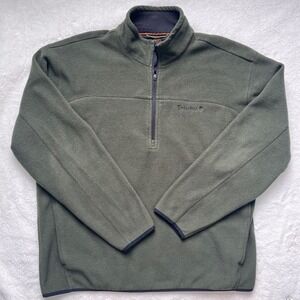 Timberland Fleece Pullover Mens Olive Green Quarter Zip Embroidered Logo- XL